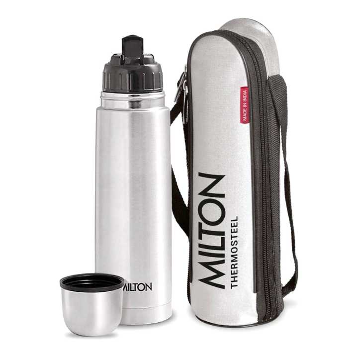 Milton Thermosteel Flip Lid1000 ml Flask (Pack of 1, Steel/Chrome