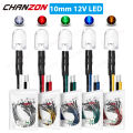10pcs 10mm Prewired LED Light Emitting Diode DC 5V 6V 9V 12V Bright White Red Green Blue Yellow Pre Wired Resistor Lamp Bulb. 