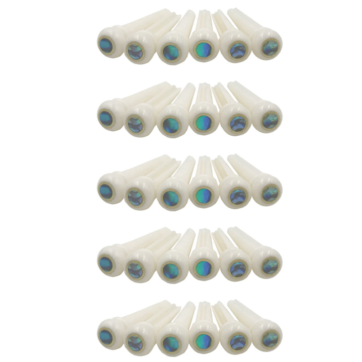 fasdaga 5X Guitar Bone Bridge Pins with 5.3mm Position Abanlone Dot for Acoustic Guitar Parts Replacement