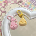 Mini size Cheese keychain Unique Resin Student girl Jewelry pendant Durable material Sweet Imitation food play pendant for Backpack decoration. 
