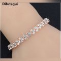Difutagui Women Bracelets Fashion Roman Style Crystal Bracelets 925 Sterling Silver Bangles for Gifts Accessories. 