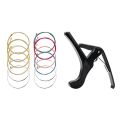 SRIWEN 1 Pcs Quick Change Folk Acoustic Electric Guitar Trigger Capo Key Clamp & 2 Sets Guitar Strings Replacement Steel String. 