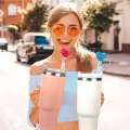 5 Pack Bling Hearts Covers Caps Stanely Cup Accessories Reusable Shining Love Silicone Straw Topper for 40 Oz Tumbler. 
