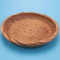 NAMUNY 2 Pack Rattan Woven Storage Basket,Bread Basket Display Basket Fruit Candy Cake Tray,for Keys,Wallet,Cell Phone(7.5Inch). 