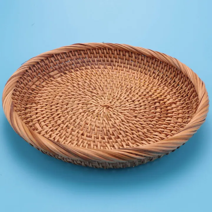 NAMUNY%202%20Pack%20Rattan%20Woven%20Storage%20Basket,Bread%20Basket%20Display%20Basket%20Fruit%20Candy%20Cake%20Tray,for%20Keys,Wallet,Cell%20Phone(7.5Inch)%20-%20Image%202