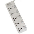 KOHINOOR KN-215 Power Extension Multiplug – 5 Sockets with Individual Switches, 3m Cable, 16A/4000W, Surge Protection, Type D Plug for Home & Office. 