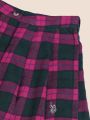 U.S. Polo Assn. Kids Girls Checked Pure Cotton Pleated Skirt. 