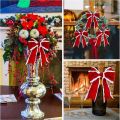 Portable 1/5m Christmas Decoration Red Ribbons DIY 5cm Wide Christmas Bows White Fur Edge Wreath Bows Christmas Decoration. 