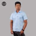 Wraon Sky Blue Half Sleeves Premium Cotton Box Shirt For Men - Fashion | Shirts For Men | Men's Wear | Shirts |. 
