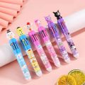 10 in 1 Colors Cute Sanrio Kuromi Ballpoint Pen Student Press Colour Ball Pen Multifunction Stationery Gift for Kids Office Supplies. 