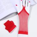 Fashion Performance Dance Solid Long Gloves Mesh Fishnet Gloves Lace Mittens Fingeless Gloves. 