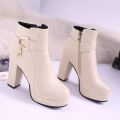 NEW Fall Shoes Women Pointed Toe High Heel Shoes Split Leather Shoes Thin Heel Ankle Boots For Women Elegent Zipper Modern Boots. 