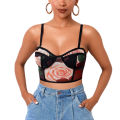 Sun Tight Upper Collar V Summer Vest Classification Hot 【】2021 Women's Fashion Luxury Rose Print Suspenders Open Back Exposed Navel Suspenders Casual-top. 