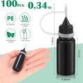 100 Pcs 10 Ml Plastic Black Needle Tip Glue Squeeze Bottle Mini Lightproof Plastic Bottle. 