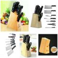Stainless Steel Kitchen Knife Set With Wood Stand 7pcs set By Star Brand. 