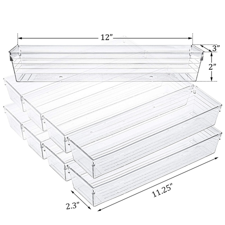20%20Pack%2012%20X%203%20X%202%20Inch%20Clear%20Drawer%20Organizer%20Trays,%20Desk%20Drawer%20Divider%20Storage%20Bins,%20Storage%20Box%20Set%20for%20Kitchen%20-%20Image%202