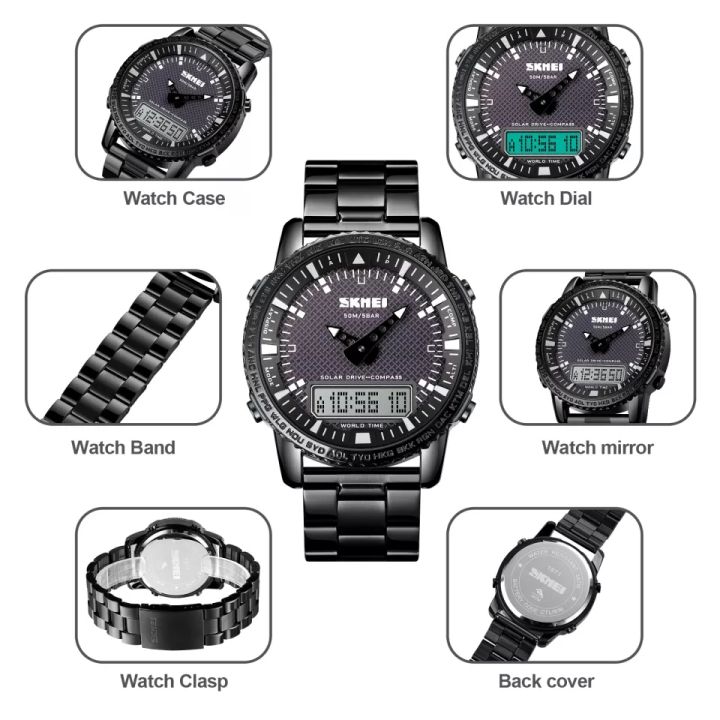 SKMEI%201898%20Men's%20Outdoor%20Watch%20Multifunction%20Stainless%20Steel%20W/%203%20Time%20-%20Image%206