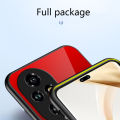 Biruiqu For Honor 200 Pro Shockproof Gradient Tempered Glass Back Soft Silicone Edge Case Cover. 