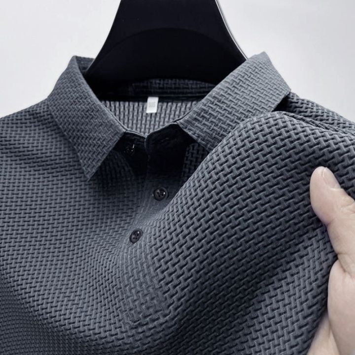 Summer Stylish Ice Silk Fabric Polo T-Shirt For Men