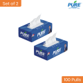 Pure Tissue Paper Box 100 Pulls - Set of 2. 