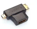 3 In 1 Hdmi Female To Mini Hdmi Male + Micro Hdmi Male Adapter. 
