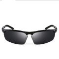Sporty Black Police Sunglasses with Polarized Lenses and Aluminum Alloy Frame. 