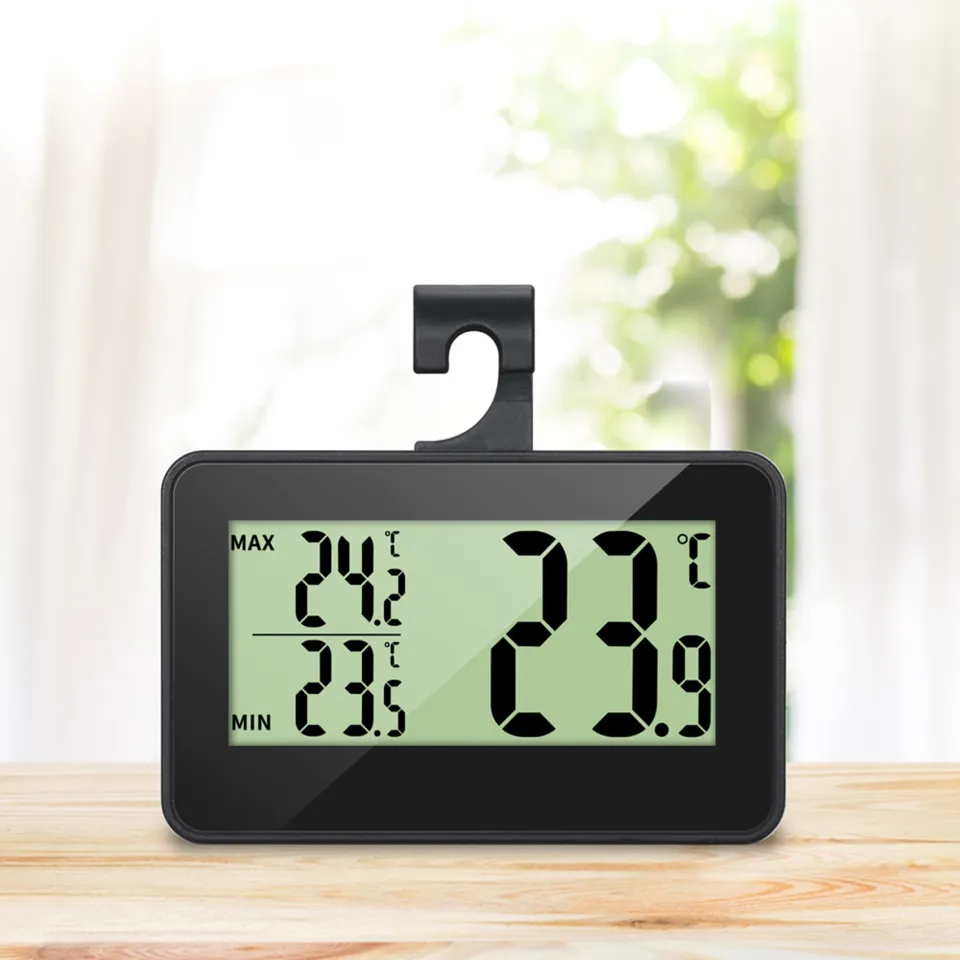 Andvari Thermometer Mini Large LCD Display Indoor Digital Fridge Thermometer With Hook For Room Or Fridge