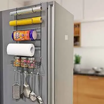 Multi%20Functional%20Refrigerator%20Foldable%20Rack%20Side%20Multi%20Layer%20Shelf%20with%20Hooks%20-White/Black%20-%20Image%202