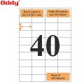 Oddy A4 Self Adhesive Paper Label Stickers for Laser & Inkjet Printers - 40 Labels per Sheet - Pack of 100 Sheets, for Shipping, Address, Folders, Industrial use. 