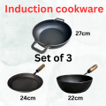 Induction Cookware set / Iron Induction Cookware / Induction Base / Carbon Steel Induction Cookware set / Induction combo set. 