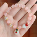 【Mega Sale】New White Jade Pendant Female Gift Student Jewelry Candy Crystal Glass Bead Bracelet. 