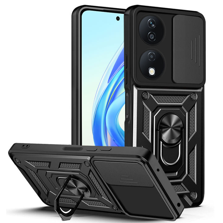 Vantime for HONOR X7b 4G 5G Case Stand Slide Lens Cover Shockproof Hard