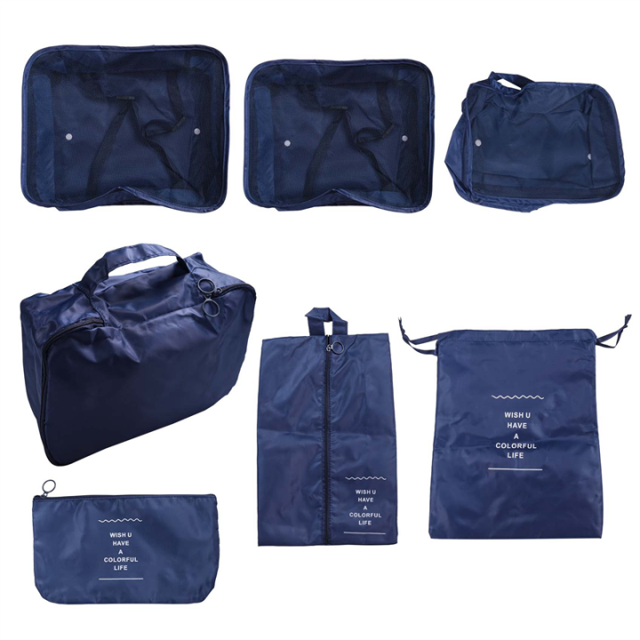 7PC Clothes Bag Set Packing Square Multifunctional Navy Blue
