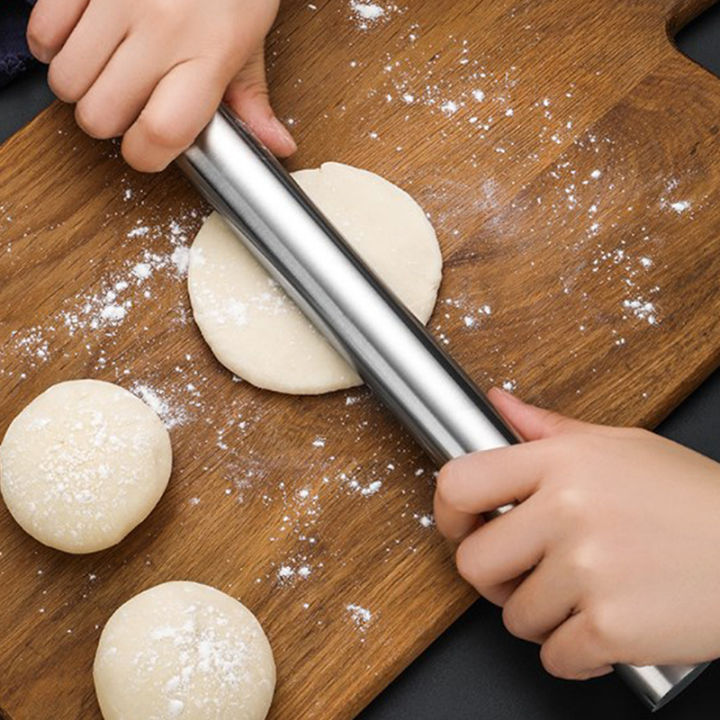 Stainless Steel Rolling Pin Kitchen Utensils Dough Roller Bake Pizza Noodles Cookie Dumplings Making Non-stick Baking Tool Jessica