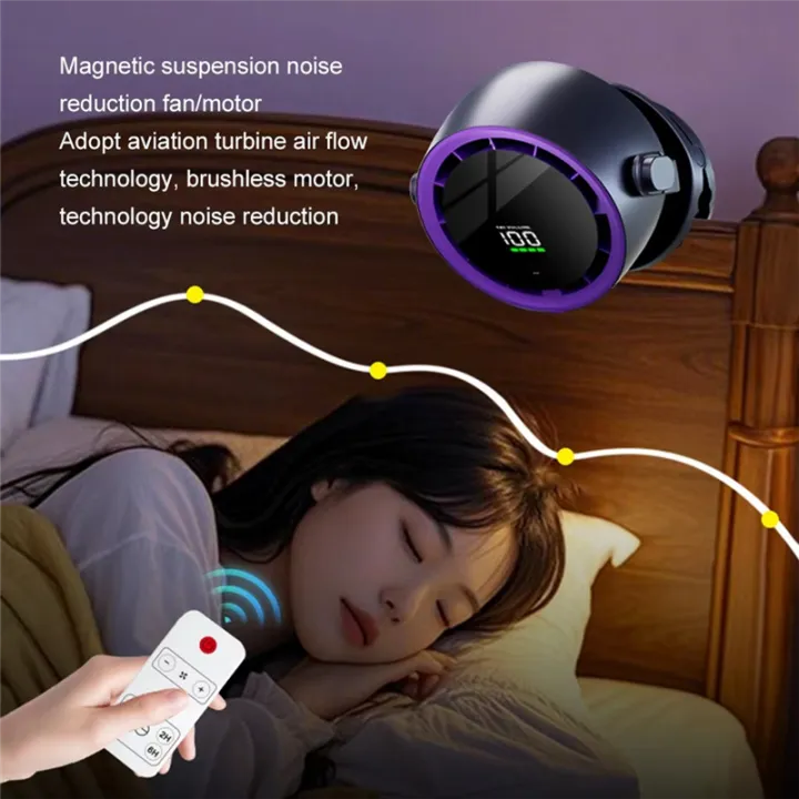 Digital Display Desktop Remote Control Fan 720° Rotation Adjustable B ...
