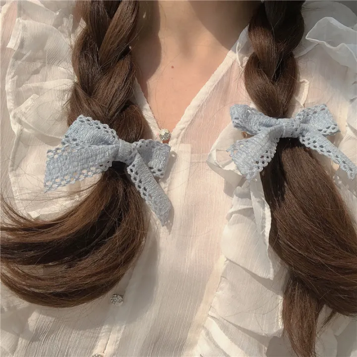 2pcs%20Bow%20Ribbon%20Hair%20Ties%20Rings%20Hairclip%20for%20Girls%20Elastic%20Hair%20Bands%20Rope%20Ponytail%20Holder%20Headwear%20Women's%20Hair%20Accessories%20-%20Image%205