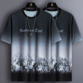 New thin loose summer ice silk feeling men's short sleeve T-shirt, youth fashion, handsome and versatile gradient T-shirt. 