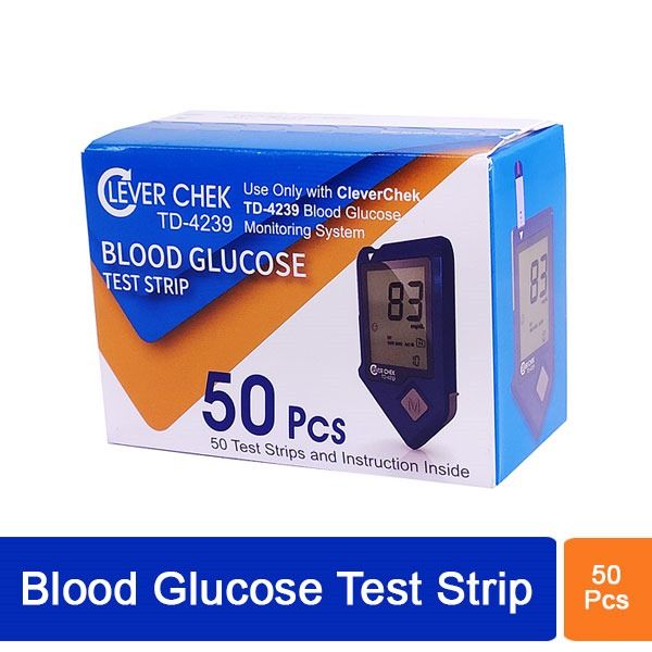 Clever Check Blood Glucose Glucometer Strips (TD4239), 50 Strips (Clever Check)