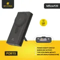 Mypower 20000mAh Powerbank |15W Wireless Magsafe Powerbank | Fast Charging Powerbank | Portable Slim Powerbank | 22.5W USB Output | 20W PD Input & Output | Analog battery Indicator | Powerbank built in stand | Black Color | 1year warranty | MFlowF20. 