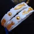 Gold Plated Sankha Pola Bangles For Women Conch Shell With Peacock Design Churi. 
