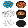 6Pcs Air Fryer Accessories for Dual Air Fryer Multi-Layer Dehydrator Rack with 4 Barbecue Sticks Air Fryer Accessories 8 Inch Cake Pan Kit. 