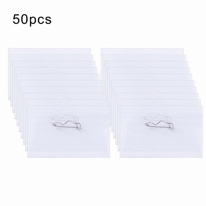 Zishfas Easy to Use Name Tag Holder 50pcs Special Shaped Pin Badge Holders Clear Plastic Name Tag Id Card Holder for Easy Use Reliable for Name