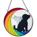 Moon Dog Painted Stained Glass Panels Suncatchers, Acrylic Window Wall Hanging Ornament for Bedroom Living Room Balcony Easy to Use. 