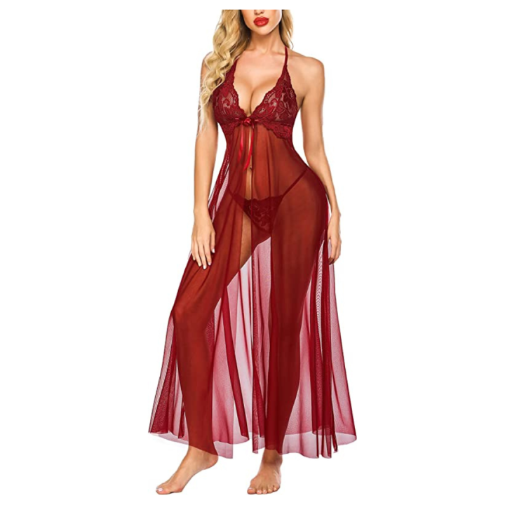 Fancyra%20Elegant%20Lace%20Lingerie%20Set%20with%20High%20Split%20Maxi%20Dress%20and%20G%20String%20Panty,%20Free%20Size%20Wine%20Red%20-%20Image%203