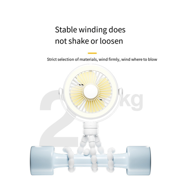 OYPFXMI%20White%20Portable%20Rechargeable%20Baby%20Stroller%20Fan%20Clip-on%20Octopus%20Night%20Light%20Mini%20Personal%20Handheld%20Portable%20Fan%20-%20Image%209
