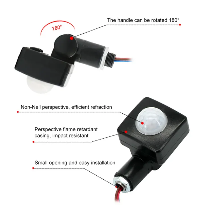 AC85-265V%20IP65%20Motion%20Sensor%20Adjustable%20PIR%20Switch%20Ultrathin%20LED%20Light%20PIR%20Outdoor%20Motion%20Sensor%20Detector,10Mm%20Black%20-%20Image%205