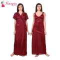 Fancyra Women Satin Solid Nighty Nightwear Set And Wrap Gown Half Sleeve Free Size. 