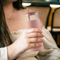 Glass Sipper Bottle with Bamboo Lid and Straw. 