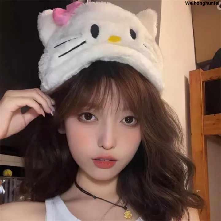WeihonghunfeiSales%20promotion%20%EF%BC%88NEW%EF%BC%89Kawaii%20Hello%20Kitty%20Hat%20for%20Girls%20Ins%20Style%20Y2K%20Hello%20Kitty%20Hats%20Women%20Sweet%20Fashion%20Winter%20Plush%20Warm%20Hat%20Cosplay%20Harajuku%20Hats%20-%20Image%203