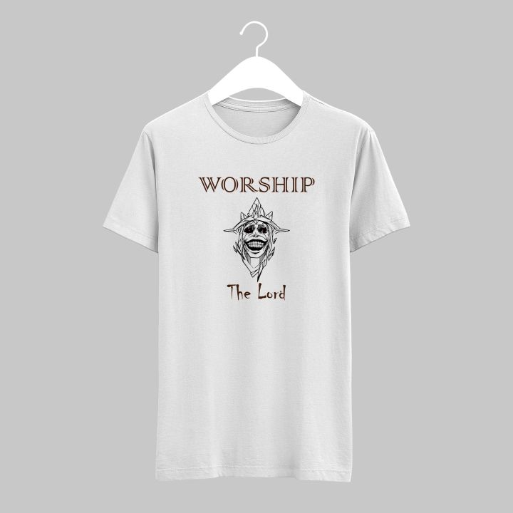 Solo%20Leveling%20%7C"WORSHIP%20The%20Lord"%20%7C%20Statue%20of%20God%20Printed%20Graphic%20T-Shirt%20-%20Image%203